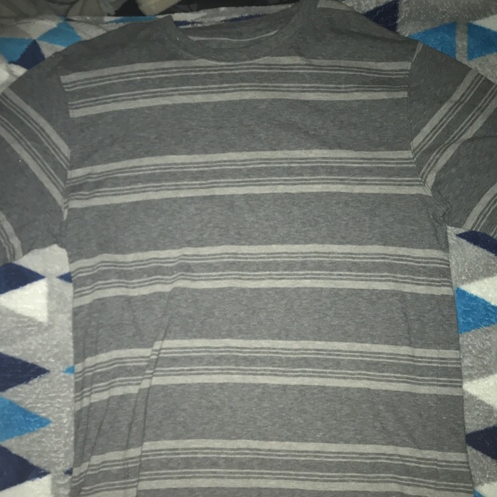 Mens Light and Dark Gray Striped T shirt